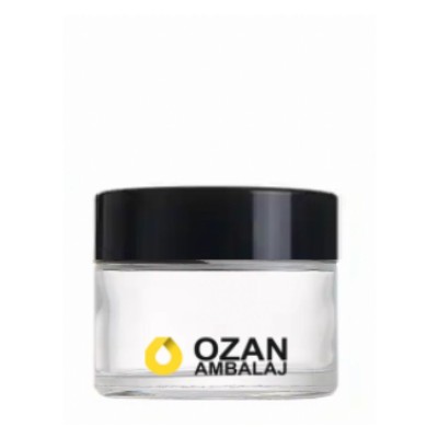 30 ml �effaf Krem Kavanozu Beyaz �� T�pal� Siyah Contal� Kapak