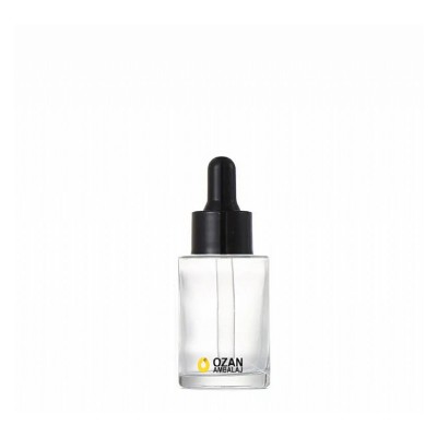 30 ml �effaf Silindir Cam �i�e Siyah Damlal�kl� 