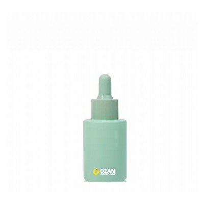 30 ml Ye�il Boyal� Silindir Cam �i�e Ye�il Damlal�kl� Toptan