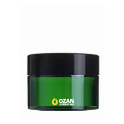 30 ml Ye�il Cam Krem Kavanozu Siyah Kapak Toptan