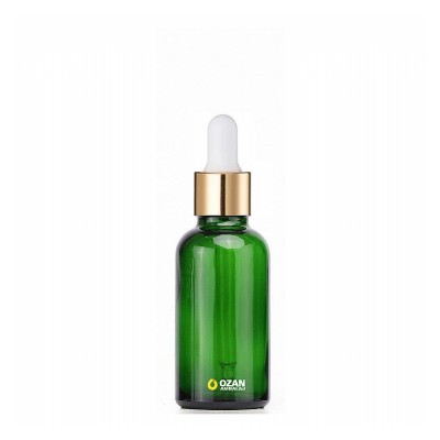 30 ml Ye�il Cam �i�e Gold Beyaz Damlal�k
