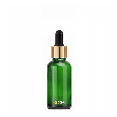 30 ml Ye�il Cam �i�e Gold Siyah Damlal�k