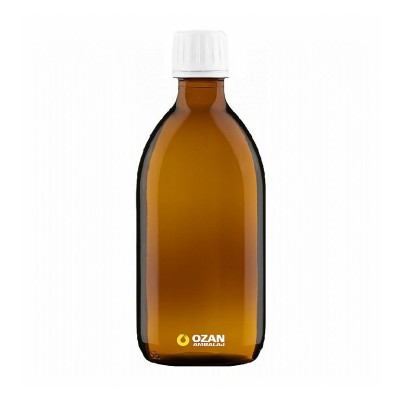 300 ml Amber Cam Ecza �urup �i�esi Beyaz Kilitli Kapak 28 pp