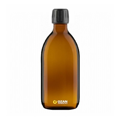 300 ml Amber Cam Ecza �urup �i�esi Siyah Kilitli Kapak 28 pp