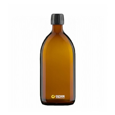 500 ml Amber Cam Ecza �urup �i�esi Siyah Kilitli Kapak 28 pp