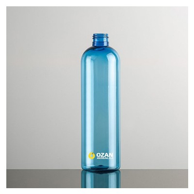 400 ml A��k Mavi Boston Yuvarlak Plastik Pet �i�e Siyah Mini Trigger Sprey ve  Siyah Disctop