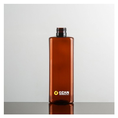 400 ml Amber Kare K�t Plastik Pet �i�e Siyah Mini Trigger Sprey ve  Siyah S�v� Sabun Pompas�