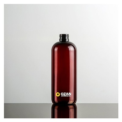 400 ml Amber K�sa Boston Yuvarlak Plastik Pet �i�e Siyah Mini Trigger Sprey ve Siyah Losyon Pompasi