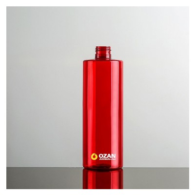 400 ml K�rm�z� Silindir K�t Plastik Pet �i�e Siyah Mini Trigger Sprey ve  Siyah Fliptop
