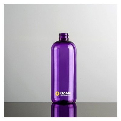 400 ml Mor K�sa Boston Yuvarlak Plastik Pet �i�e Siyah Mini Trigger Sprey ve Siyah Losyon Pompasi