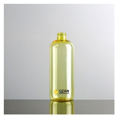 400 ml Sar� K�sa Boston Yuvarlak Plastik Pet �i�e Siyah Mini Trigger Sprey ve Siyah Losyon Pompasi