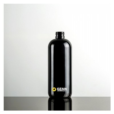 400 ml Siyah K�sa Boston Yuvarlak Plastik Pet �i�e Siyah Mini Trigger Sprey ve Siyah Losyon Pompasi
