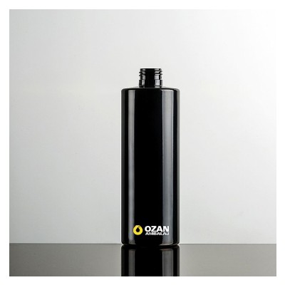 400 ml Siyah Silindir K�t Plastik Pet �i�e Siyah Mini Trigger Sprey ve  Siyah Fliptop