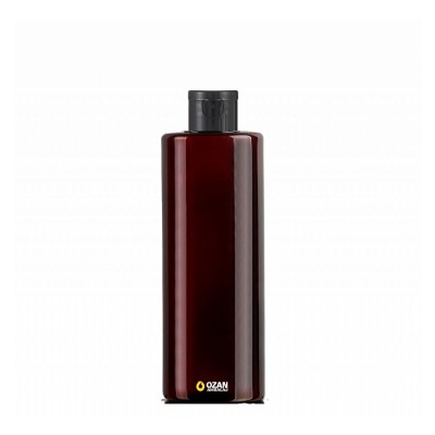 400 ml Toptan Amber Silindir Pet �i�e Siyah Fliptop Kapak