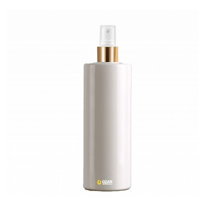 400 ml Toptan Beyaz Silindir Pet �i�e Gold Beyaz Parmak Spreyli