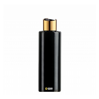 400 ml Toptan Siyah Silindir Pet �i�e Gold Siyah Disctop Kapak