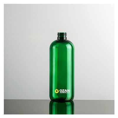 400 ml Ye�il K�sa Boston Yuvarlak Plastik Pet �i�e Siyah Mini Trigger Sprey ve Siyah Losyon Pompasi