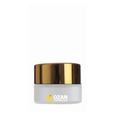 5 ml Buzlu Cam Krem Kavanozu Gold Kapak Toptan