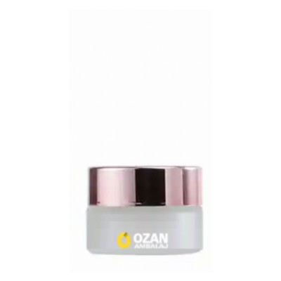 5 ml Buzlu Cam Krem Kavanozu Rose Gold Kapak Toptan