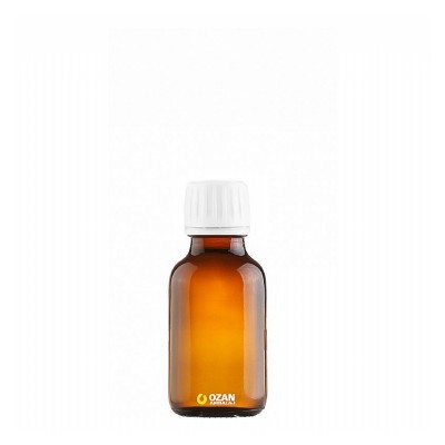 50 ml Amber Cam Ecza �urup �i�esi Beyaz Kilitli Kapak
