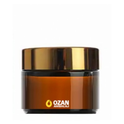 50 ml Amber Cam Krem Kavanozu Gold Kapak Toptan
