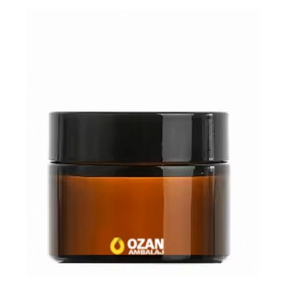 50 ml Amber Cam Krem Kavanozu Siyah Kapak Toptan