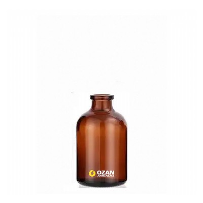 50 ml Amber Penisilin Flekon �i�esi Plastik Kapak Ve T�pal�