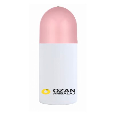50 ml Beyaz Plastik Rollon �i�esi Pembe Kapak