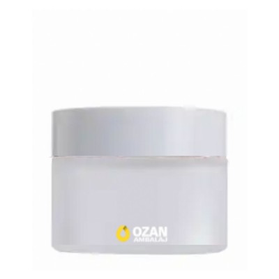 50 ml Buzlu Cam Krem Kavanozu Beyaz Kapak Toptan