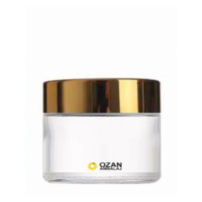 50 ml �effaf Cam Krem Kavanozu Gold Kapak Toptan