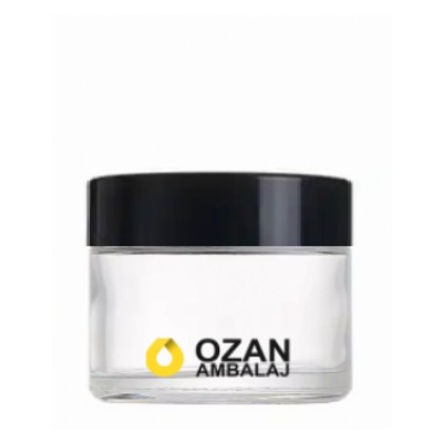 50 ml �effaf Krem Kavanozu Beyaz �� T�pal� Siyah Contal� Kapak