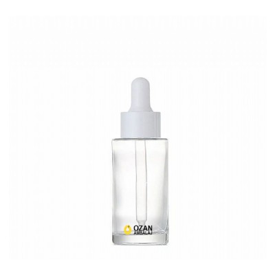 50 ml �effaf Silindir Cam �i�e Beyaz Damlal�kl� 