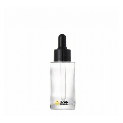 50 ml �effaf Silindir Cam �i�e Siyah Damlal�kl� 