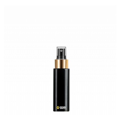50 ml Toptan Siyah Silindir Pet �i�e Gold Siyah Parmak Spreyli