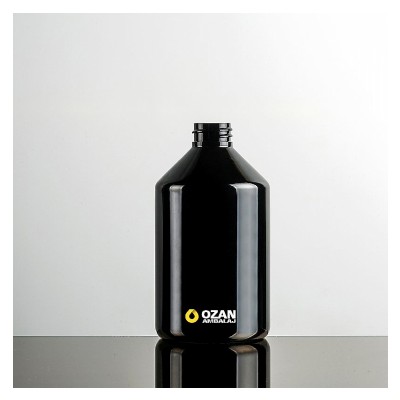 500 ml Siyah Konik Yuvarlak Plastik Pet �i�e Siyah Trigger Sprey ve  Siyah S�v� Sabun Pompas�
