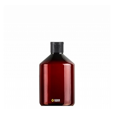 500 ml Toptan Amber Konik Pet �i�e Siyah Fliptop Kapak