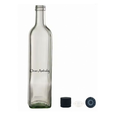 Toptan Zeytin Ya�� �i�esi 1000 ml �effaf Marasca Kare Kilitli Kapak
