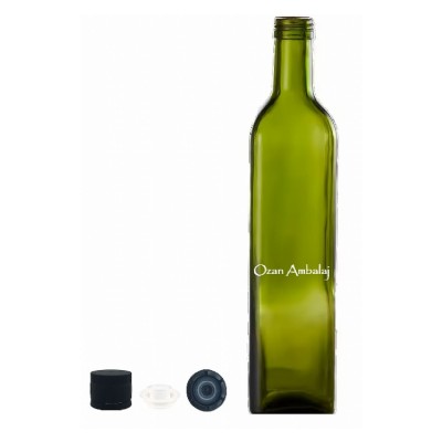 Toptan Zeytin Ya�� �i�esi 1000 ml Ye�il Marasca Kare Kilitli Kapak
