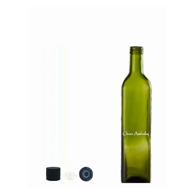 Toptan Zeytin Ya�� �i�esi 500 ml Ye�il Marasca Kare Kilitli Kapak